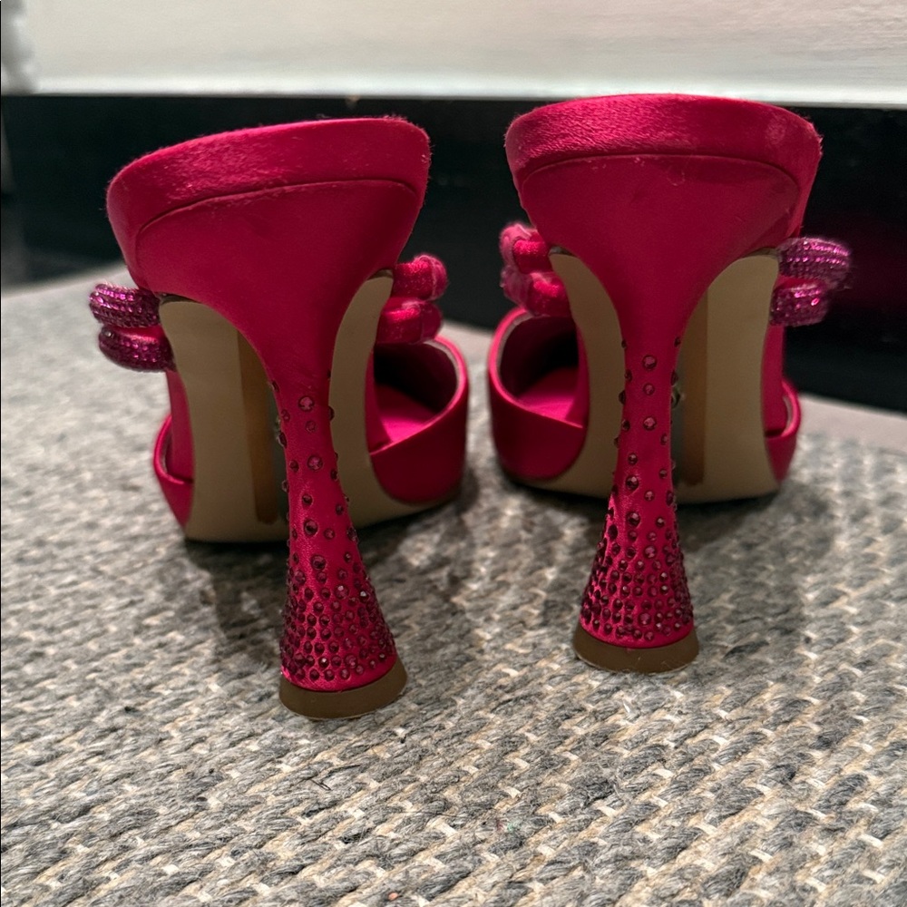 Sam Edelman Agustina Bold Bright Fuschia Sparkle Strap & Heel Size 7.5 - Picture 5 of 9